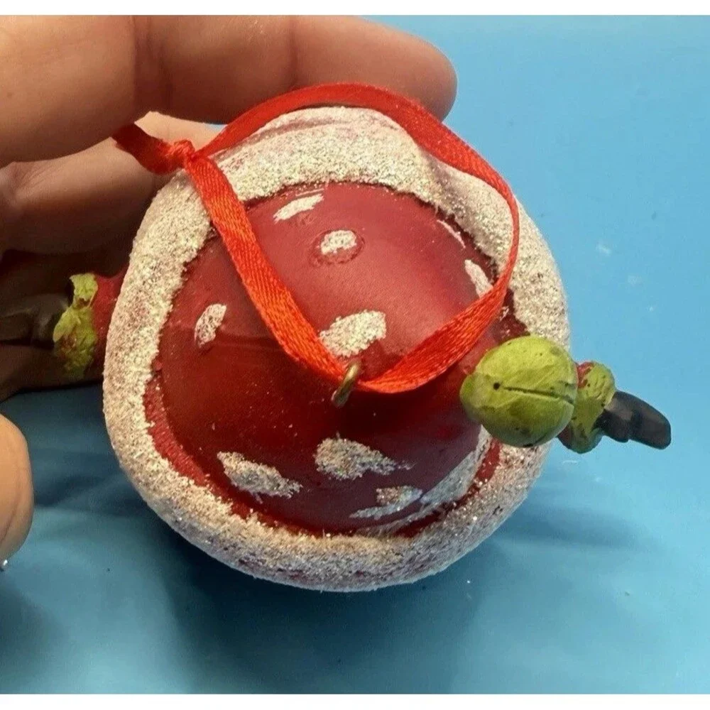 Ceramic Santa Claus Christmas Ornament Glitter Red Green Holiday Decor Unbranded
